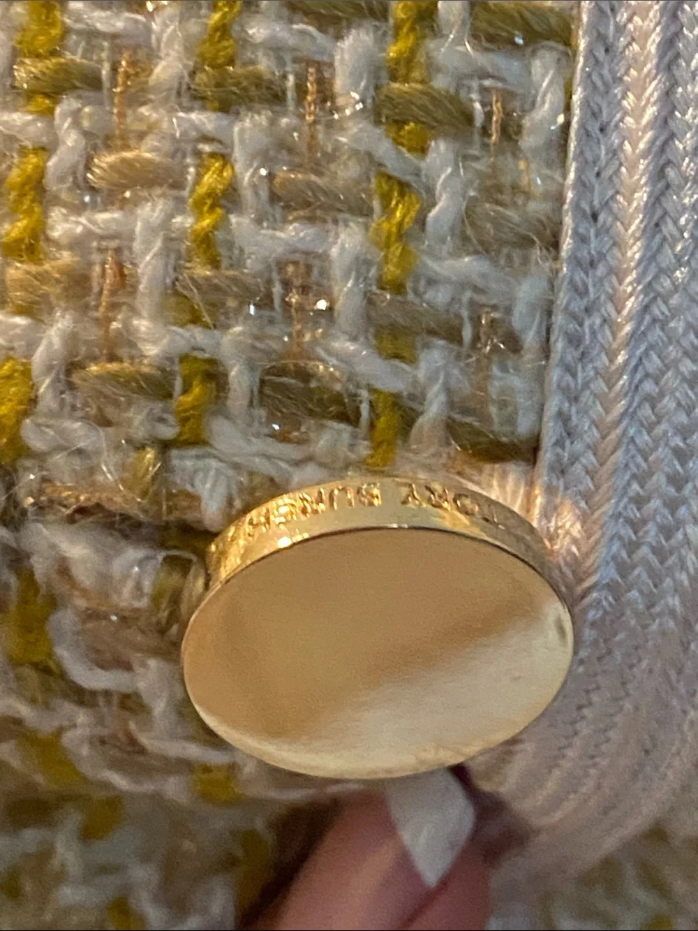 Tory Burch Stunning Sparkling Thread Gold Logo Buttons Logo Lined Jacket